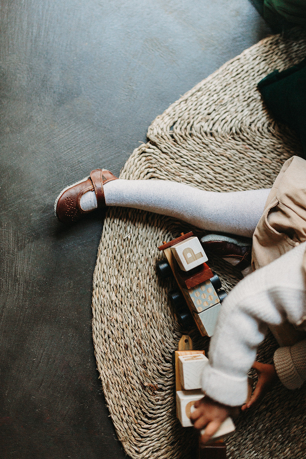 Handmade soft sole leather shoes, supporting natural movement.