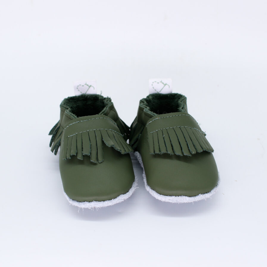 sage green baby shoes